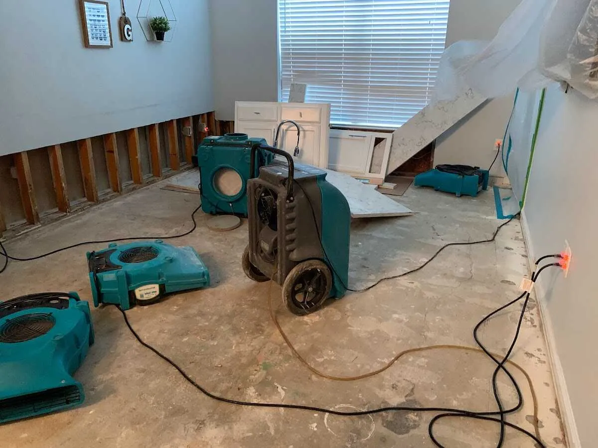 Dehumidifier in flood-cut room for Water Damage Restoration in Brigantine
